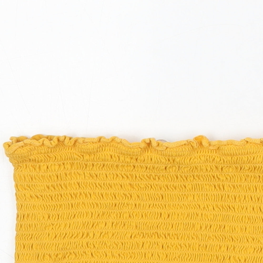 Candy Couture Girls Yellow Cotton Basic Tank Size 16 Years Square Neck