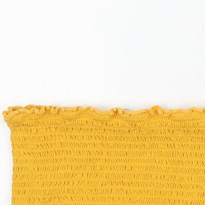 Candy Couture Girls Yellow Cotton Basic Tank Size 16 Years Square Neck