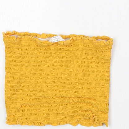 Candy Couture Girls Yellow Cotton Basic Tank Size 16 Years Square Neck