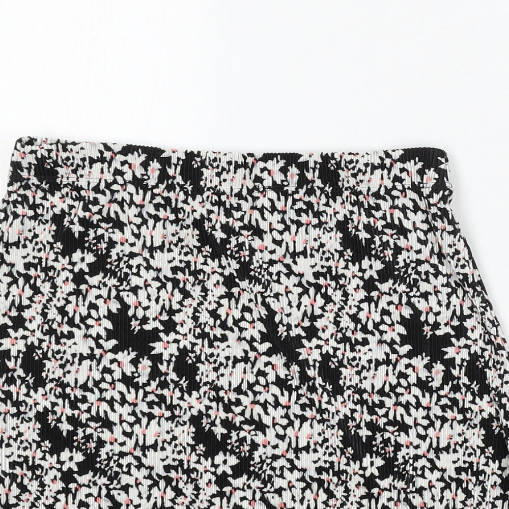 Miss Selfridge Womens Black Floral Viscose Skater Skirt Size 8