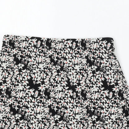 Miss Selfridge Womens Black Floral Viscose Skater Skirt Size 8