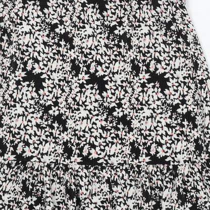 Miss Selfridge Womens Black Floral Viscose Skater Skirt Size 8