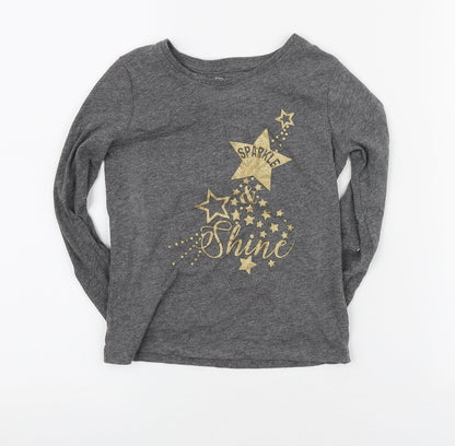 Primark Womens Grey Polyester Basic T-Shirt Size 4 Round Neck - Sparkle & Shine