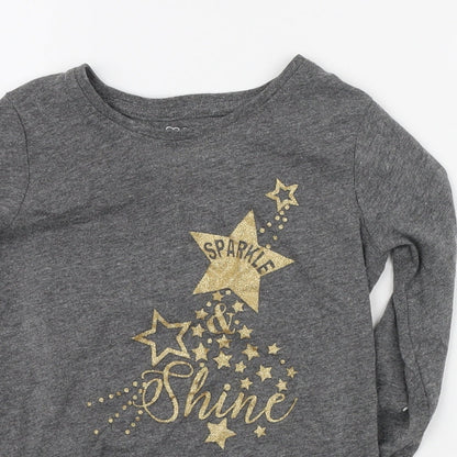 Primark Womens Grey Polyester Basic T-Shirt Size 4 Round Neck - Sparkle & Shine