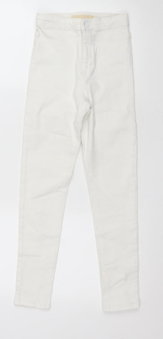 Topshop Womens White Cotton Skinny Jeans Size 6 L24 in Regular Zip