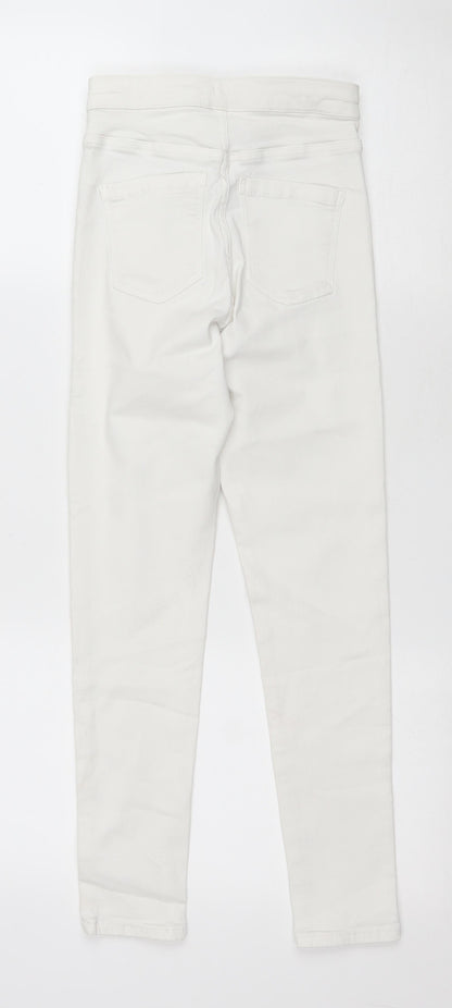 Topshop Womens White Cotton Skinny Jeans Size 6 L24 in Regular Zip