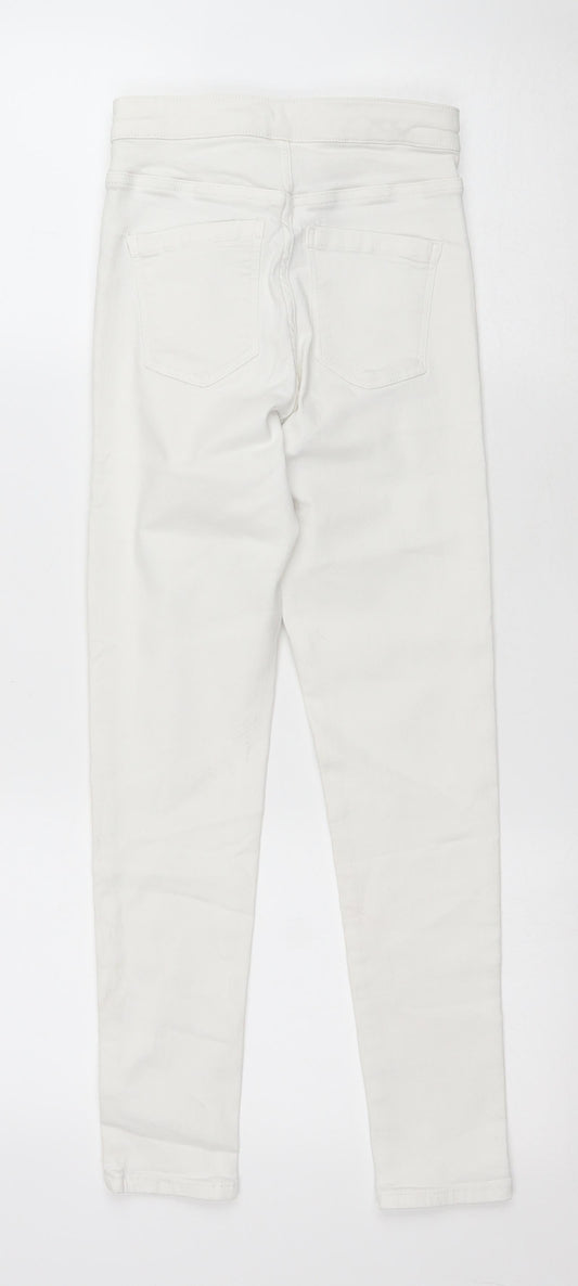 Topshop Womens White Cotton Skinny Jeans Size 6 L24 in Regular Zip