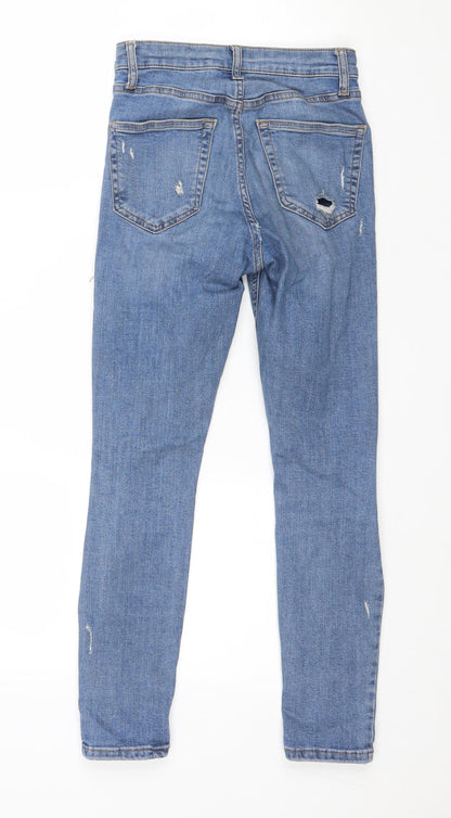 Topshop Womens Blue Cotton Skinny Jeans Size 8 L24 in Regular Zip