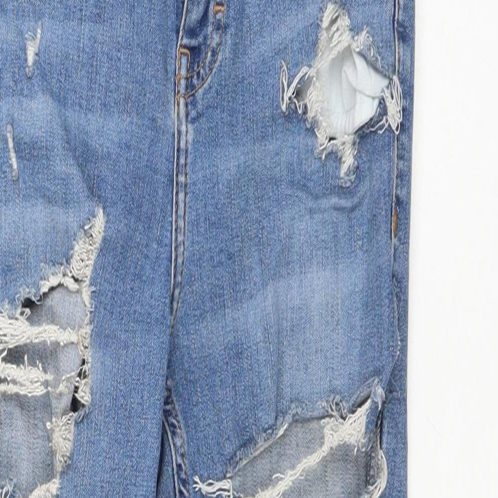 Topshop Womens Blue Cotton Skinny Jeans Size 8 L24 in Regular Zip