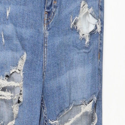 Topshop Womens Blue Cotton Skinny Jeans Size 8 L24 in Regular Zip