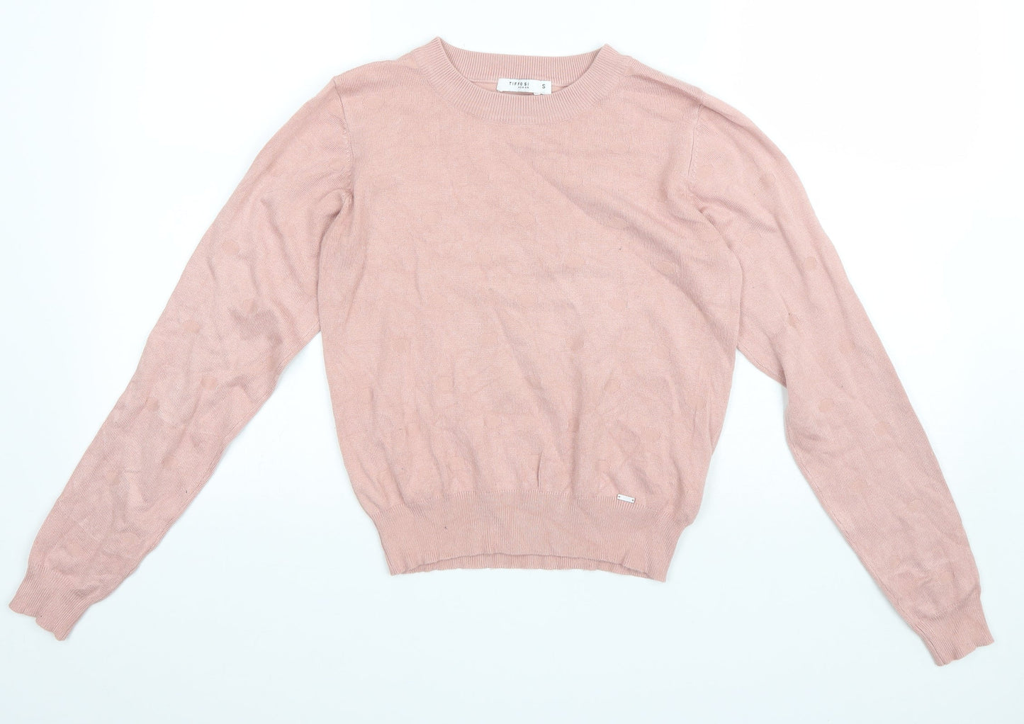 Tiffosi Womens Pink Round Neck Polka Dot Viscose Pullover Jumper Size 6