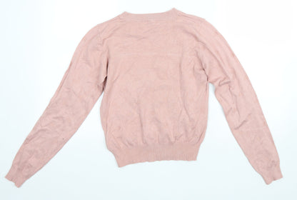Tiffosi Womens Pink Round Neck Polka Dot Viscose Pullover Jumper Size 6