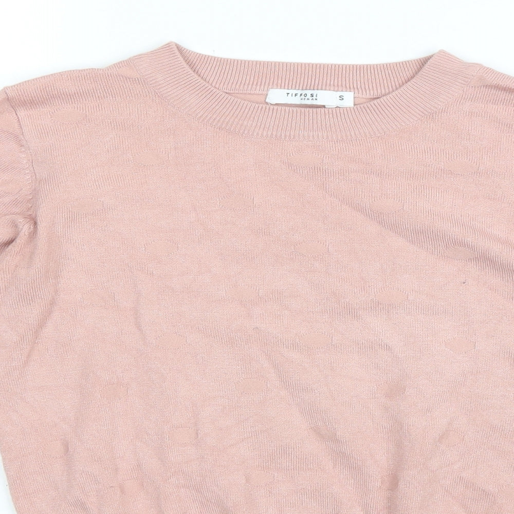 Tiffosi Womens Pink Round Neck Polka Dot Viscose Pullover Jumper Size 6