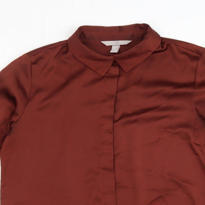 Womens UK Size 32 H&M Brown Basic Button-Up