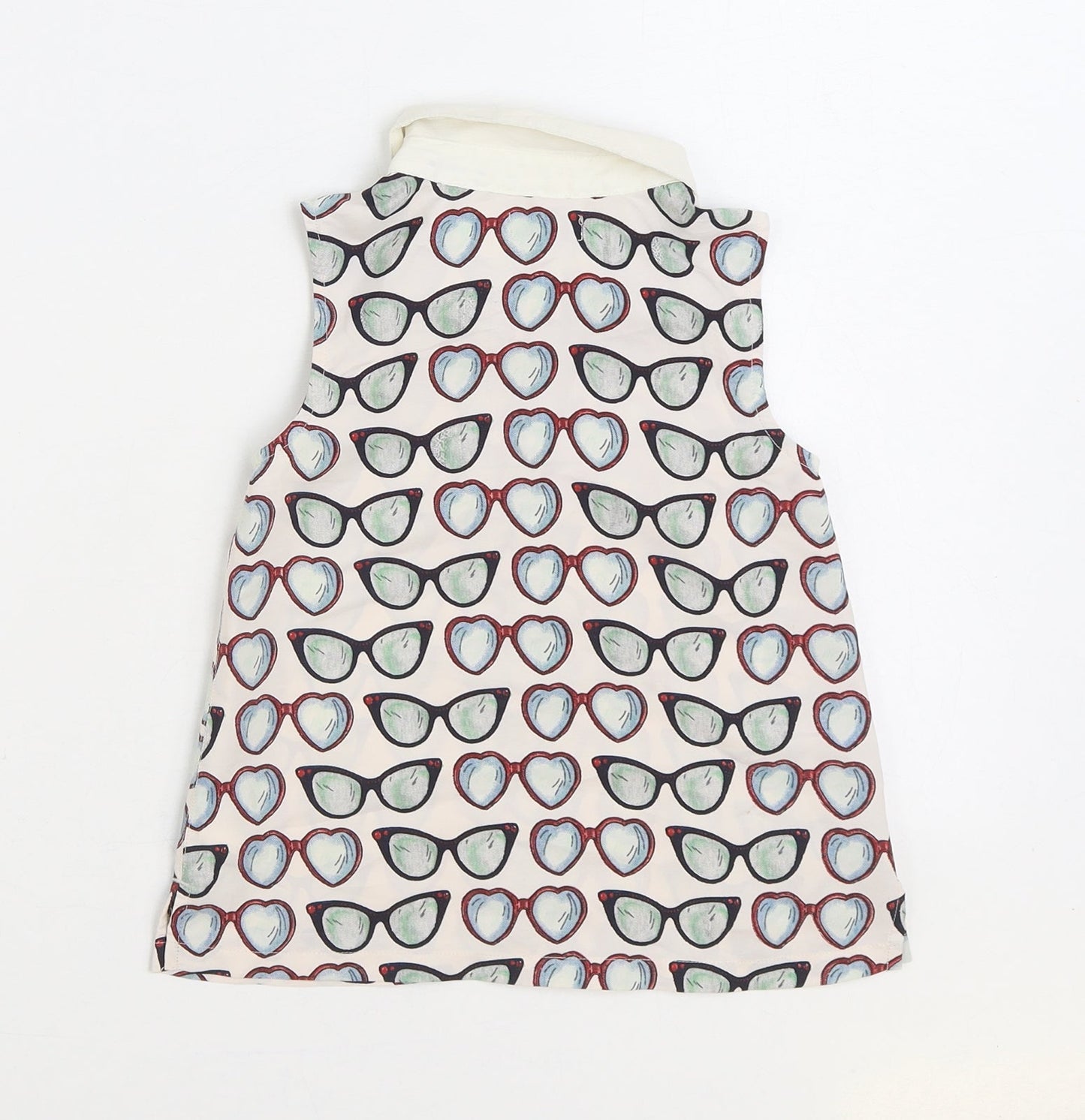 NEXT Girls Multicoloured Geometric Polyester Basic Button-Up Size 6 Years Collared Button - Glasses