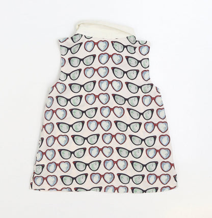 NEXT Girls Multicoloured Geometric Polyester Basic Button-Up Size 6 Years Collared Button - Glasses