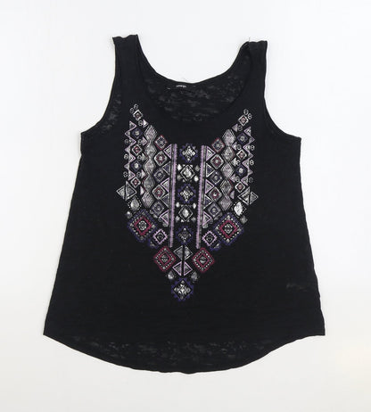 George Womens Black Polyester Basic Tank Size 10 Scoop Neck