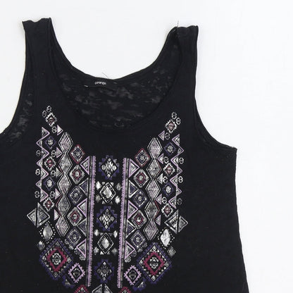 George Womens Black Polyester Basic Tank Size 10 Scoop Neck