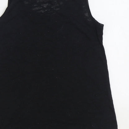 George Womens Black Polyester Basic Tank Size 10 Scoop Neck