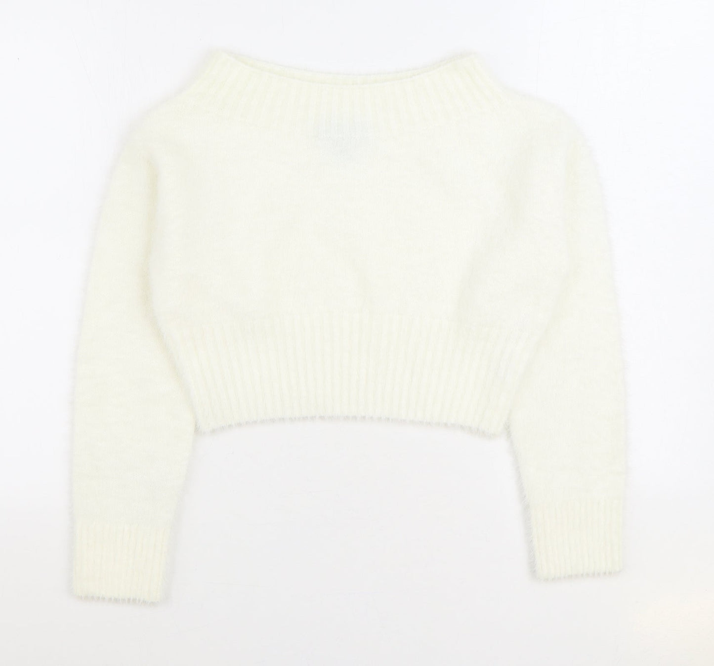 915 Generation Girls White Round Neck Nylon Pullover Jumper Size 12-13 Years Pullover - Cropped