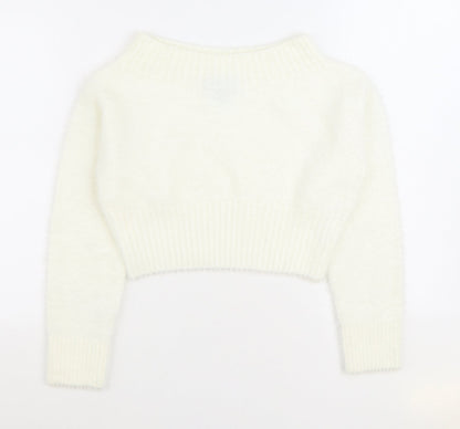 915 Generation Girls White Round Neck Nylon Pullover Jumper Size 12-13 Years Pullover - Cropped