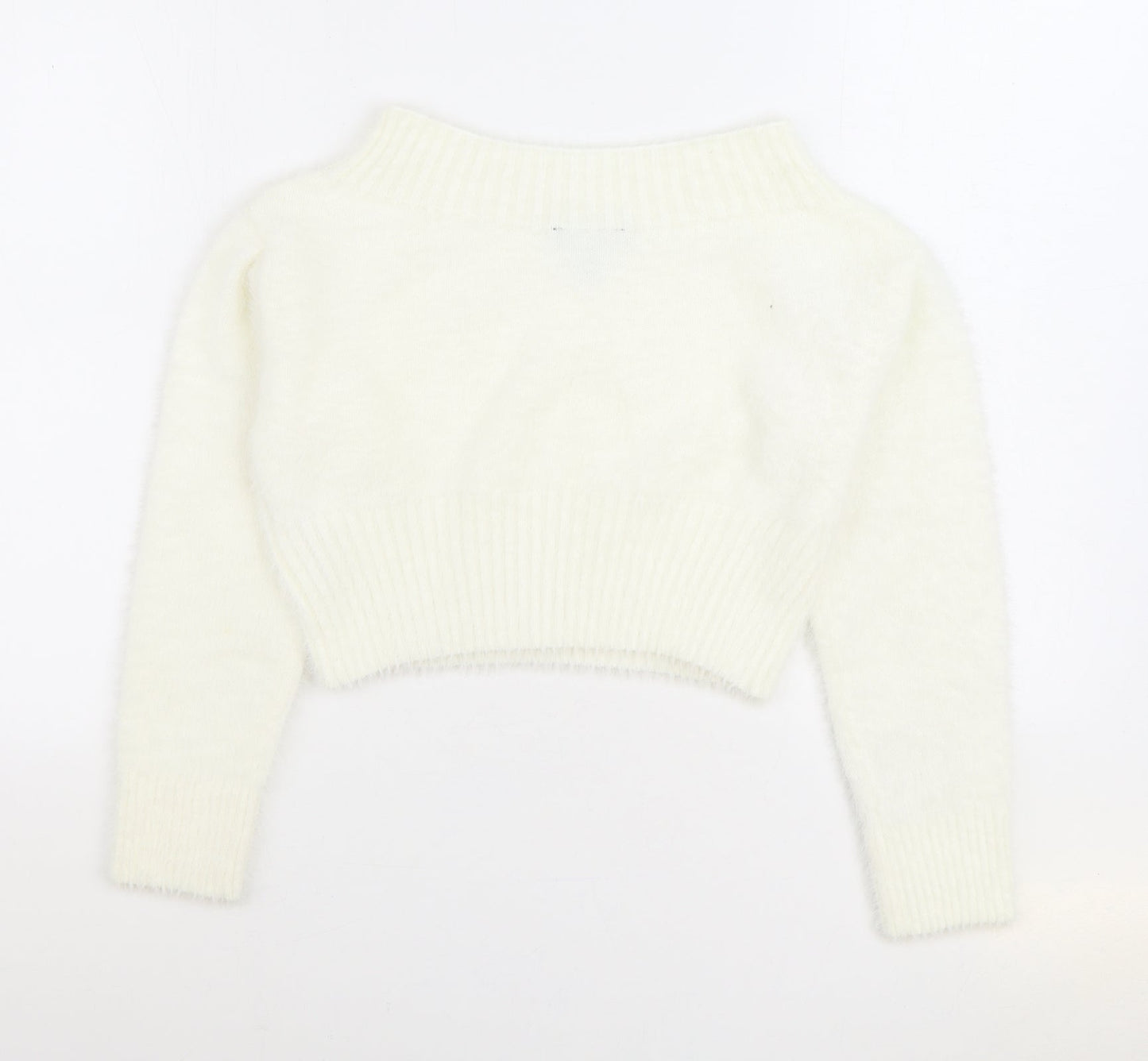915 Generation Girls White Round Neck Nylon Pullover Jumper Size 12-13 Years Pullover - Cropped