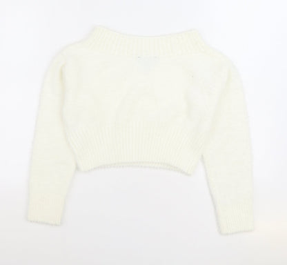 915 Generation Girls White Round Neck Nylon Pullover Jumper Size 12-13 Years Pullover - Cropped