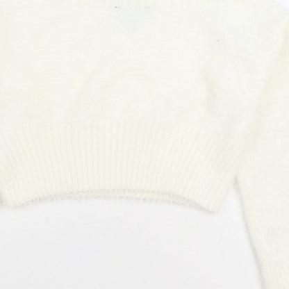 915 Generation Girls White Round Neck Nylon Pullover Jumper Size 12-13 Years Pullover - Cropped