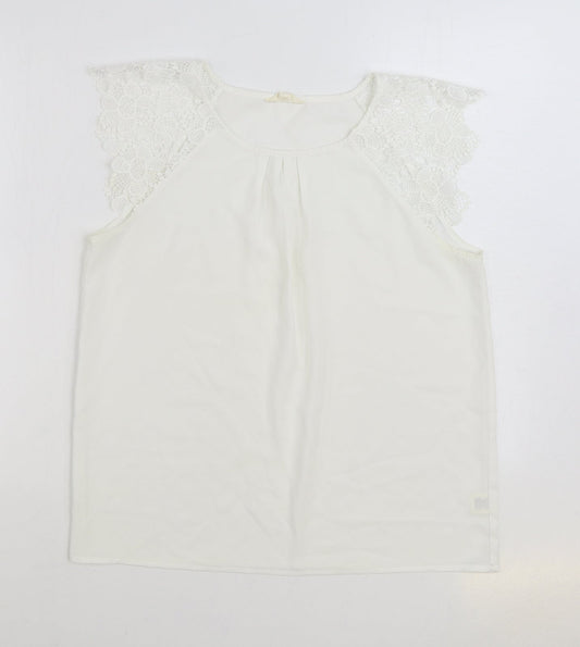 Womens UK Size M Adiva White Basic Blouse