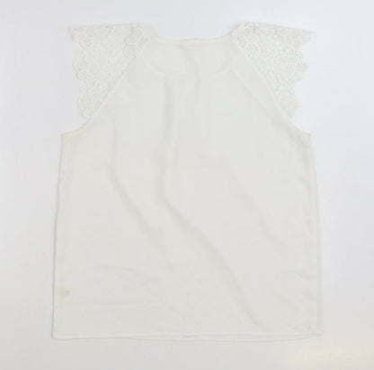 Womens UK Size M Adiva White Basic Blouse