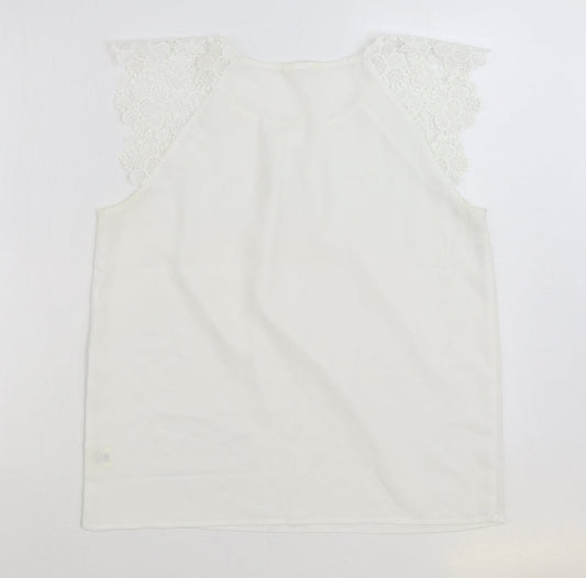 Womens UK Size M Adiva White Basic Blouse