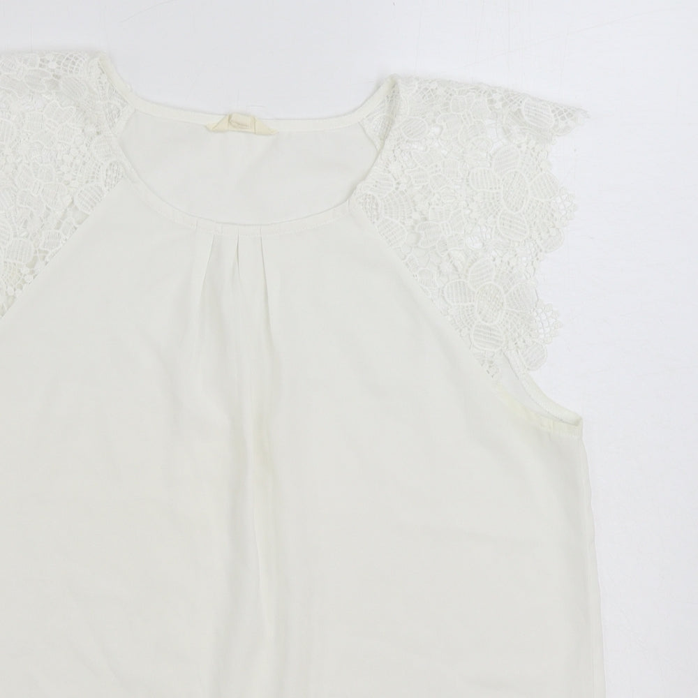 Womens UK Size M Adiva White Basic Blouse