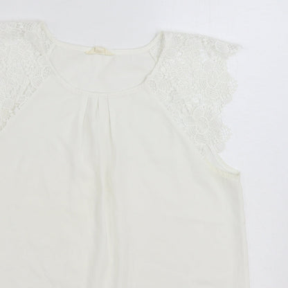 Womens UK Size M Adiva White Basic Blouse
