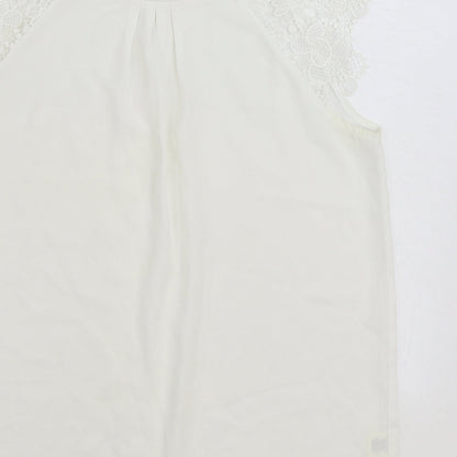 Womens UK Size M Adiva White Basic Blouse