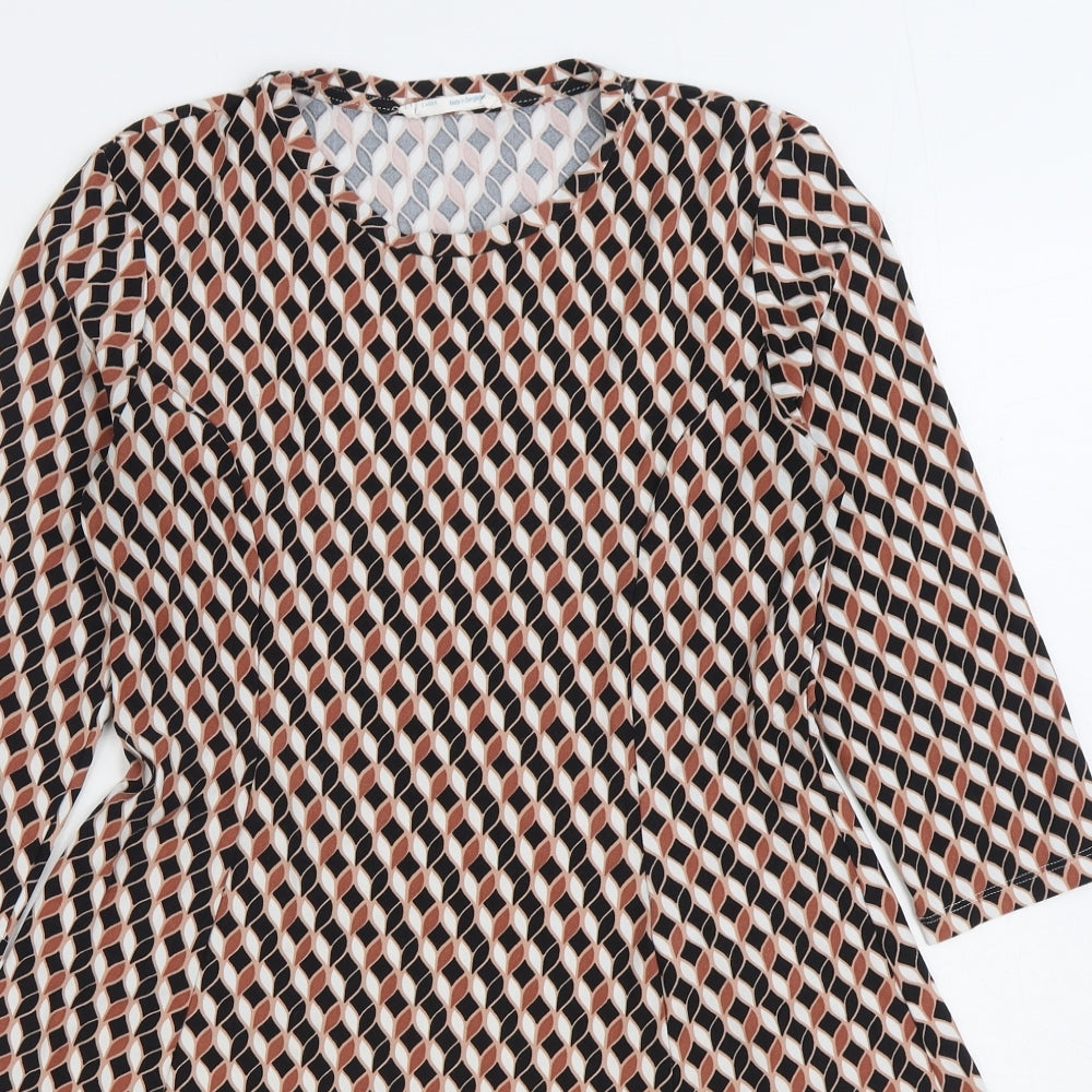 Primark Womens Multicoloured Geometric Polyester Skater Dress Size 12 Round Neck Pullover