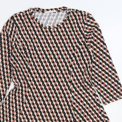 Primark Womens Multicoloured Geometric Polyester Skater Dress Size 12 Round Neck Pullover