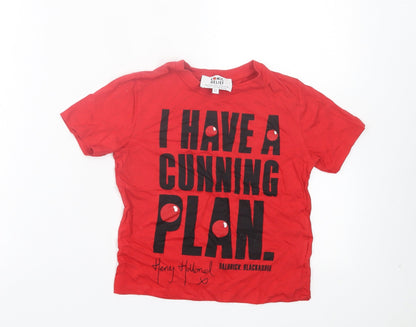 Comic Relief Girls Red Cotton Basic T-Shirt Size 5-6 Years Crew Neck Pullover - Blackadder