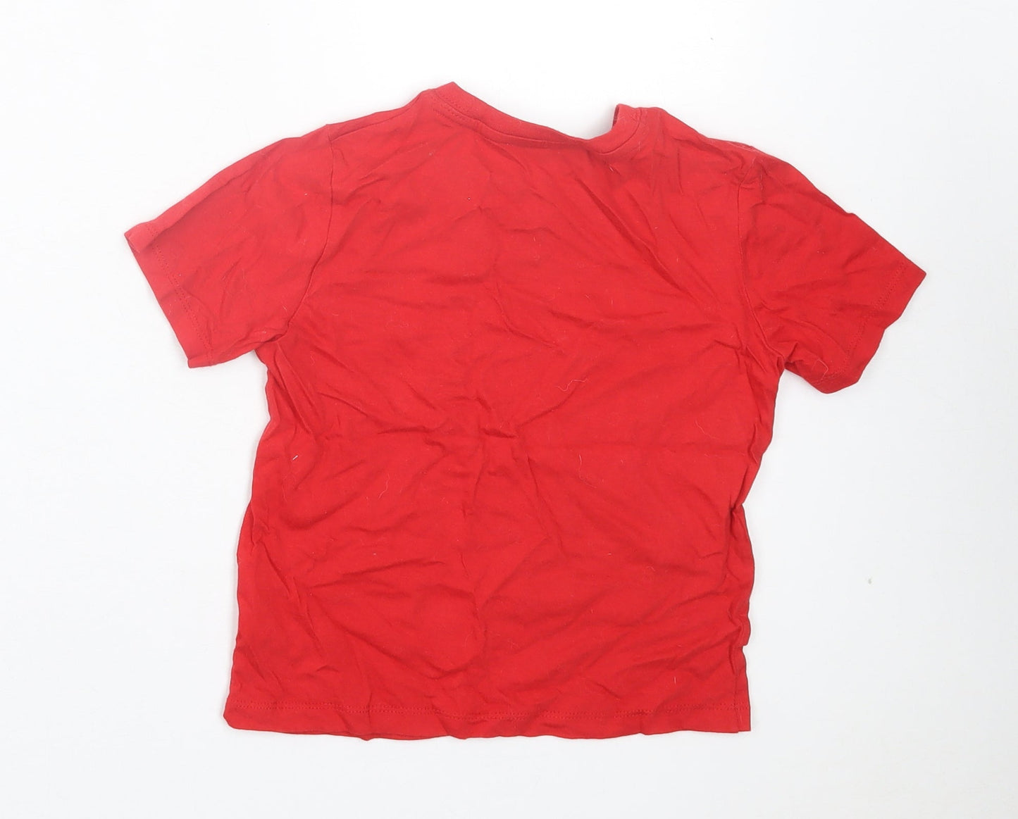 Comic Relief Girls Red Cotton Basic T-Shirt Size 5-6 Years Crew Neck Pullover - Blackadder