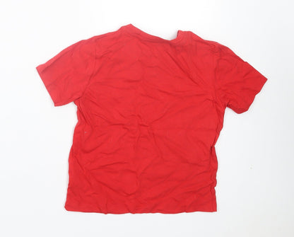Comic Relief Girls Red Cotton Basic T-Shirt Size 5-6 Years Crew Neck Pullover - Blackadder