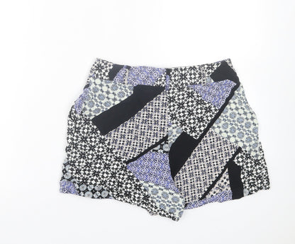 Papaya Womens Blue Geometric Viscose Boyfriend Shorts Size 8 L3 in Regular Hook & Eye