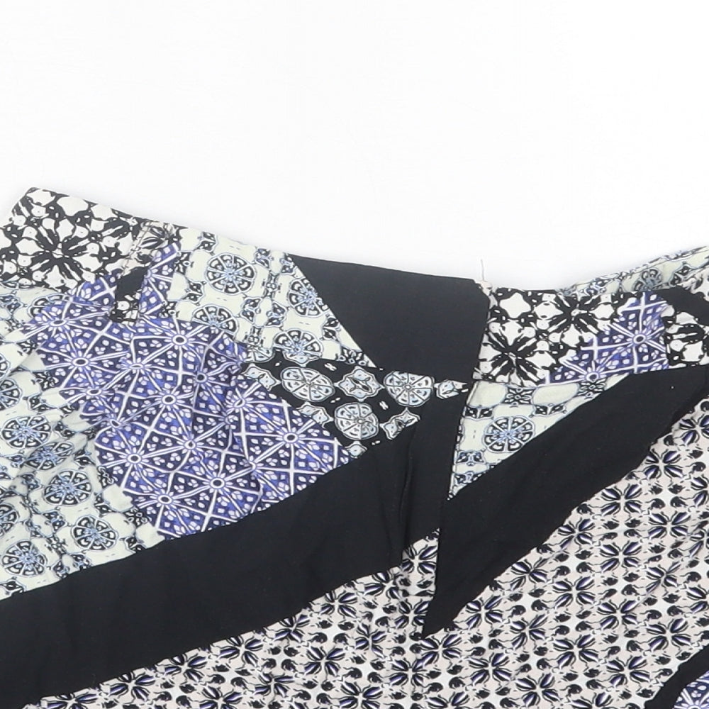 Papaya Womens Blue Geometric Viscose Boyfriend Shorts Size 8 L3 in Regular Hook & Eye