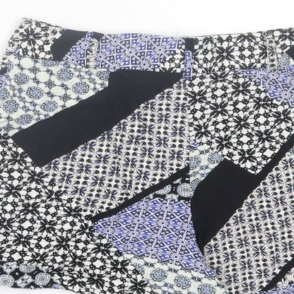 Papaya Womens Blue Geometric Viscose Boyfriend Shorts Size 8 L3 in Regular Hook & Eye