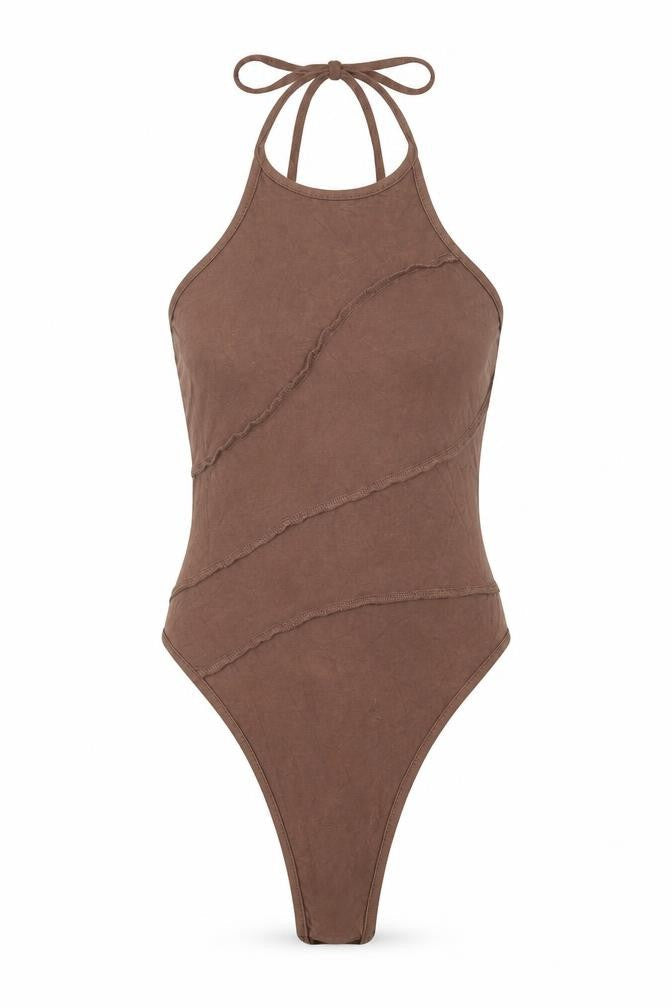 Womens UK Size S SheIn One-Piece Brown Bodysuit