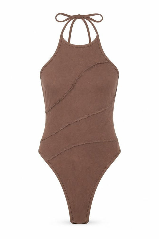 Womens UK Size S SheIn One-Piece Brown Bodysuit