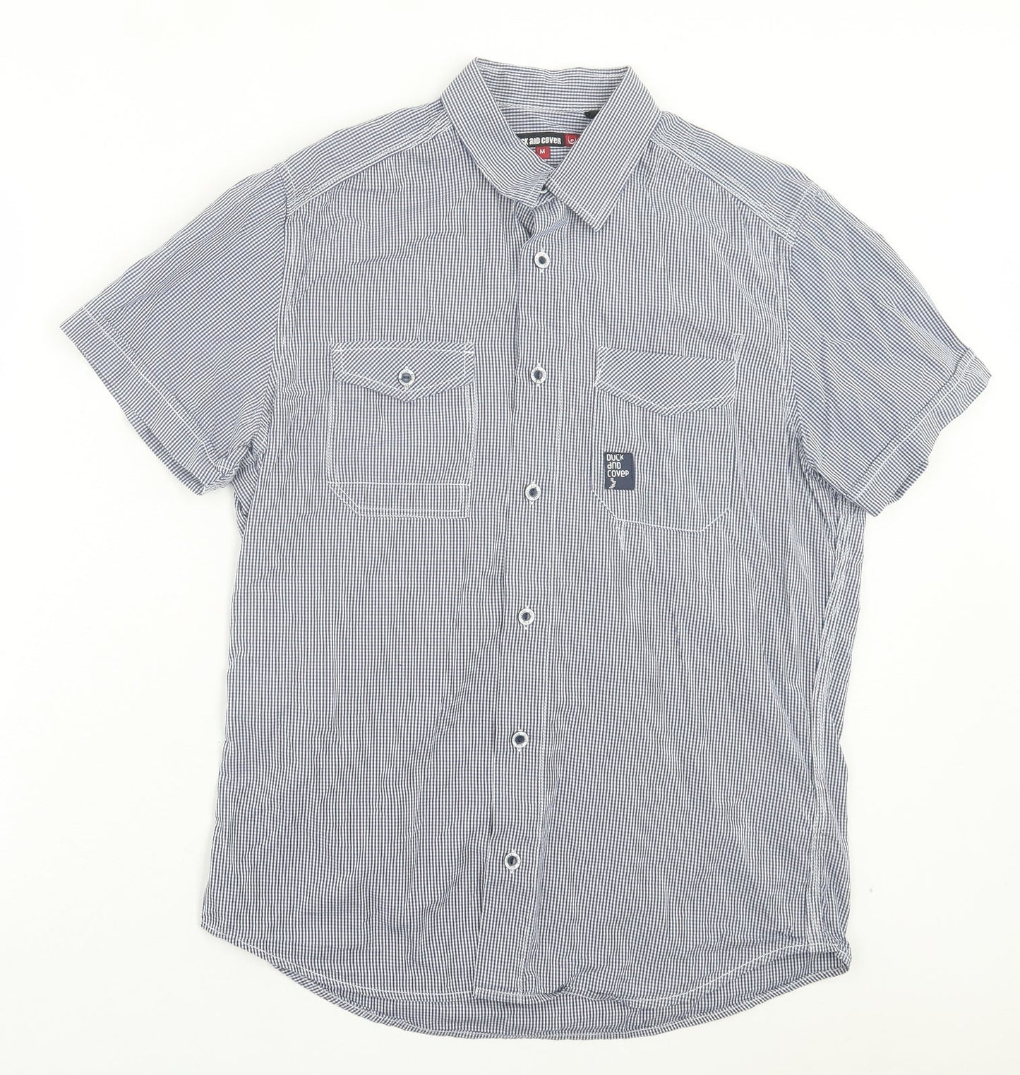 Mens UK Size M Duck & Cover Beige  Button-Up Short Sleeve Casual Shirt
