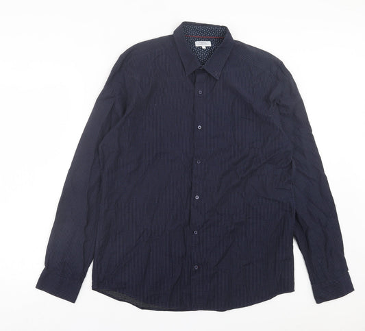 Mens UK Size L NEXT Blue  Button-Up Long Sleeve Casual Shirt