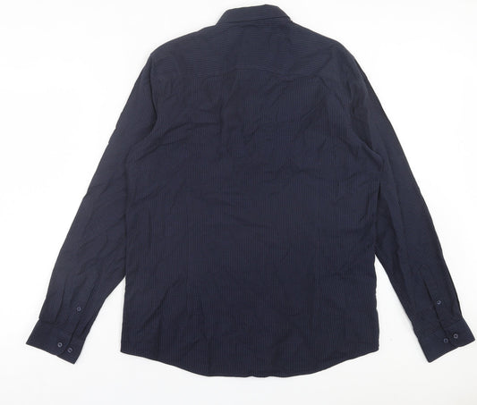 Mens UK Size L NEXT Blue  Button-Up Long Sleeve Casual Shirt