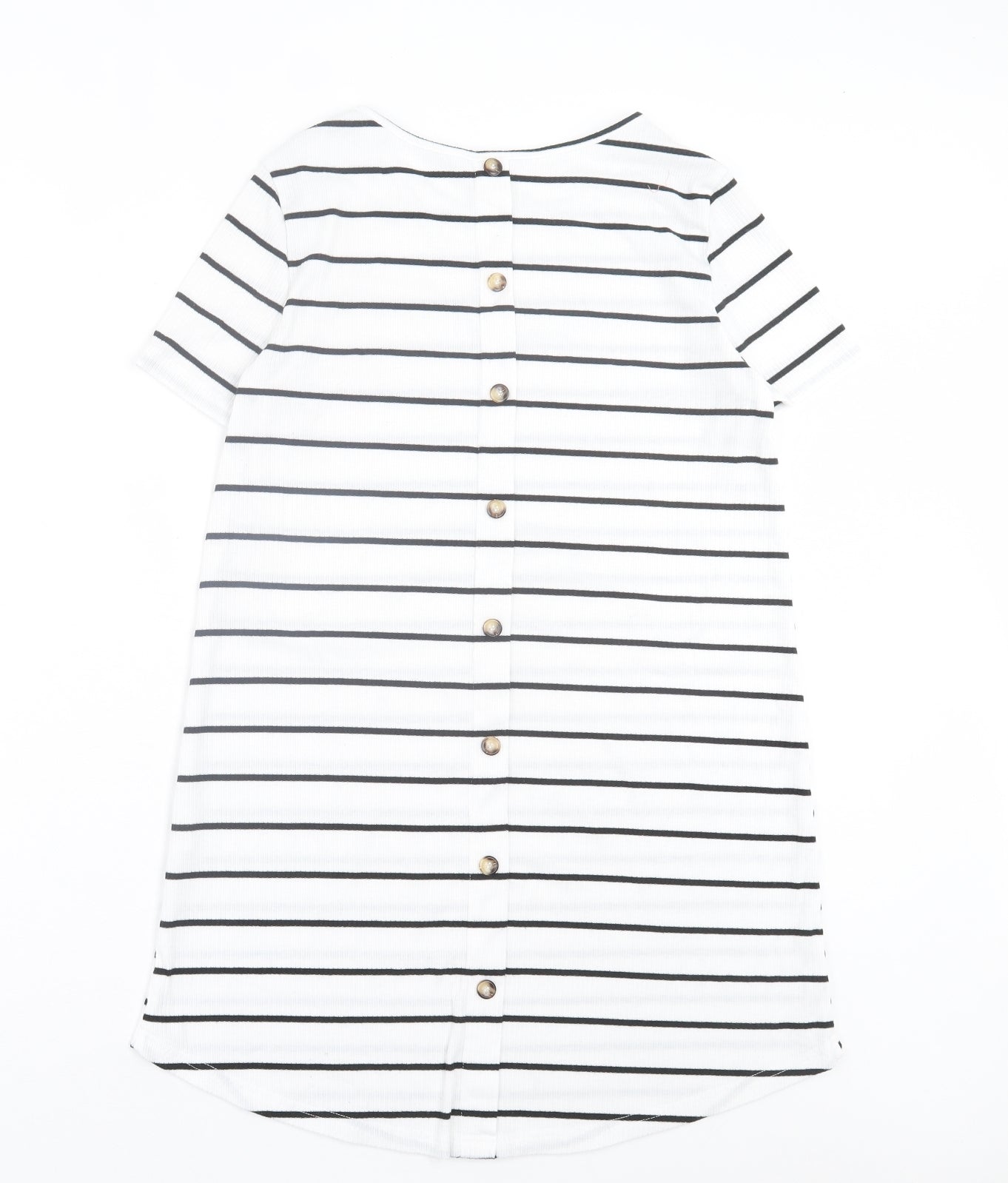 SheIn Womens White Striped Polyester T-Shirt Dress Size M Crew Neck Pullover