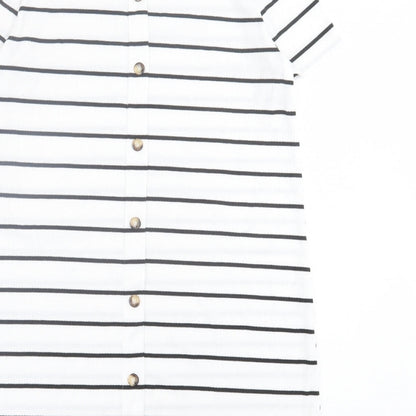 SheIn Womens White Striped Polyester T-Shirt Dress Size M Crew Neck Pullover