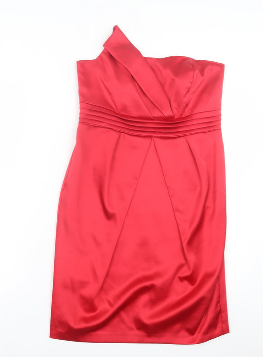 George Womens Red Polyester A-Line Size 12 Off the Shoulder Zip